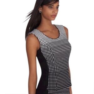 White House Black Market | Like new checkered black and white sleeveless blouse